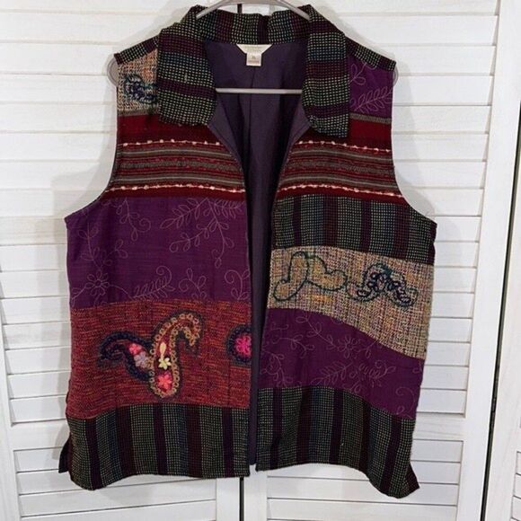 Patchwork Paisley Vest Size XL 90s Mixed Media - Picture 2 of 10